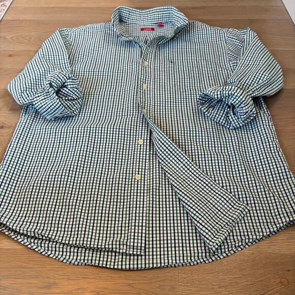 Izod Checkered Plaid Casual 100% Cotton Button Down Shirt Mens Size Large - Picture 4 of 8
